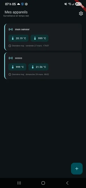 SpaChaud — écran principal de l'app